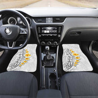 White Tropical Plumeria With Galaxy Polynesian Art Car Mats LT14 Set 2pcs - Front White - Polynesian Pride