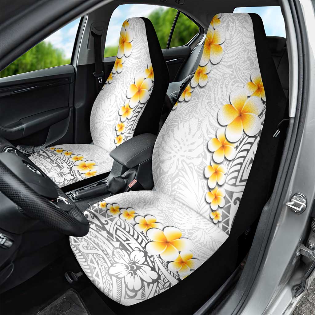 White Tropical Plumeria With Galaxy Polynesian Art Car Seat Cover LT14 - Polynesian Pride