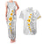 White Tropical Plumeria With Galaxy Polynesian Art Couples Matching Tank Maxi Dress and Hawaiian Shirt