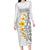 White Tropical Plumeria With Galaxy Polynesian Art Family Matching Long Sleeve Bodycon Dress and Hawaiian Shirt