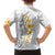 White Tropical Plumeria With Galaxy Polynesian Art Family Matching Off The Shoulder Long Sleeve Dress and Hawaiian Shirt