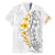 White Tropical Plumeria With Galaxy Polynesian Art Family Matching Off The Shoulder Long Sleeve Dress and Hawaiian Shirt