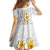 White Tropical Plumeria With Galaxy Polynesian Art Family Matching Off Shoulder Maxi Dress and Hawaiian Shirt