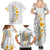 White Tropical Plumeria With Galaxy Polynesian Art Family Matching Summer Maxi Dress and Hawaiian Shirt