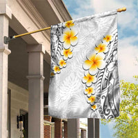 White Tropical Plumeria With Galaxy Polynesian Art Garden Flag LT14 House Flag White - Polynesian Pride