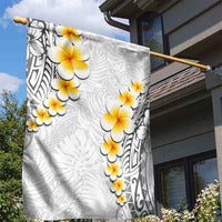 White Tropical Plumeria With Galaxy Polynesian Art Garden Flag LT14 - Polynesian Pride
