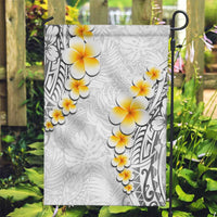 White Tropical Plumeria With Galaxy Polynesian Art Garden Flag LT14 Garden Flag White - Polynesian Pride
