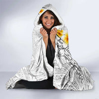 White Tropical Plumeria With Galaxy Polynesian Art Hooded Blanket LT14 - Polynesian Pride