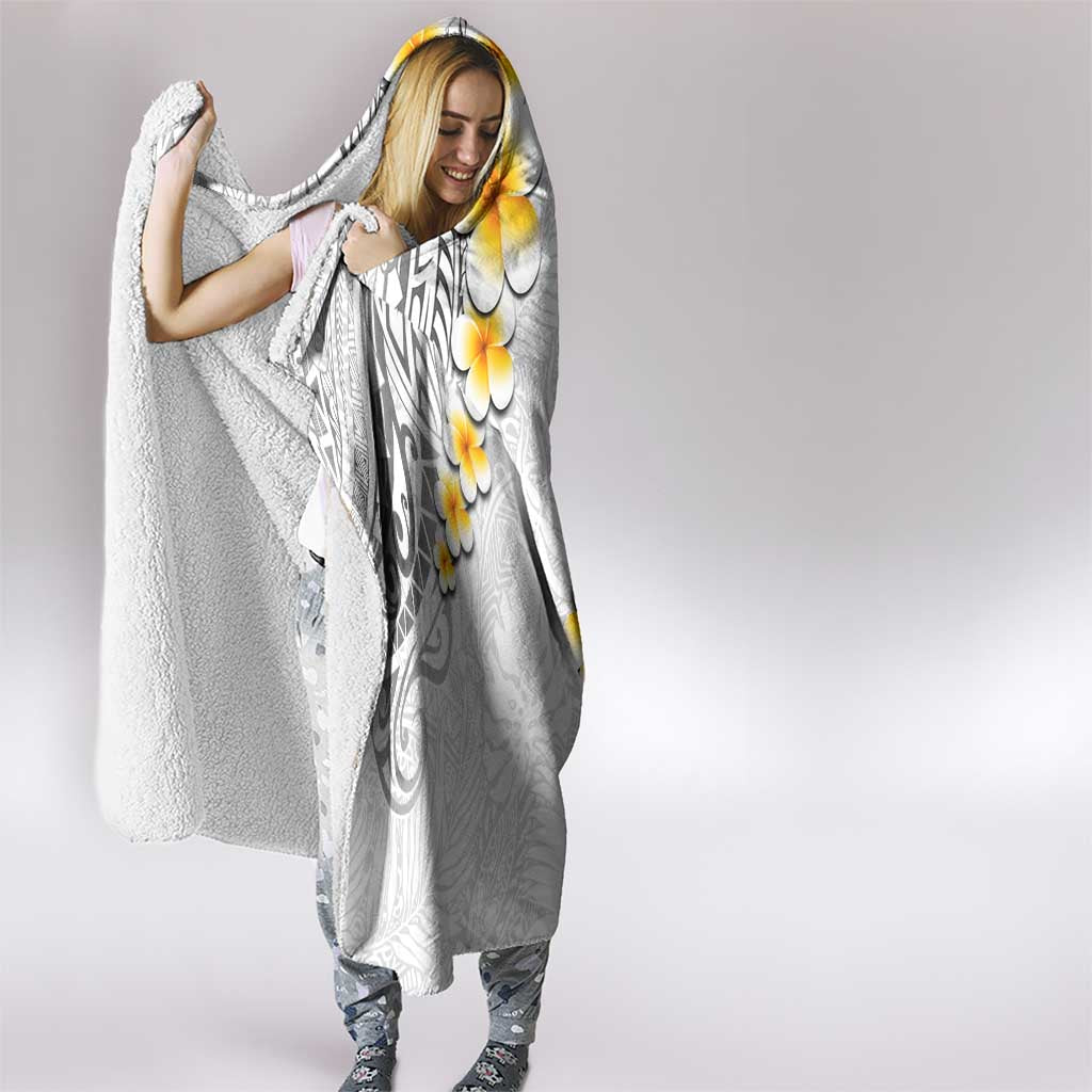 White Tropical Plumeria With Galaxy Polynesian Art Hooded Blanket LT14 - Polynesian Pride