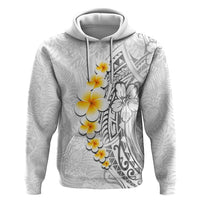 White Tropical Plumeria With Galaxy Polynesian Art Hoodie LT14 Pullover Hoodie White - Polynesian Pride