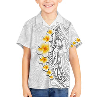 White Tropical Plumeria With Galaxy Polynesian Art Kid Hawaiian Shirt LT14 Kid White - Polynesian Pride