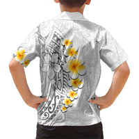 White Tropical Plumeria With Galaxy Polynesian Art Kid Hawaiian Shirt LT14 - Polynesian Pride
