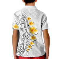 White Tropical Plumeria With Galaxy Polynesian Art Kid Polo Shirt LT14 - Polynesian Pride