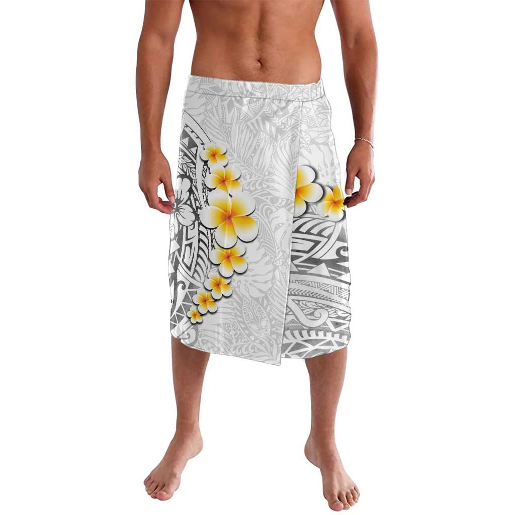 White Tropical Plumeria With Galaxy Polynesian Art Lavalava LT14 White - Polynesian Pride