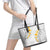 White Tropical Plumeria With Galaxy Polynesian Art Leather Tote Bag