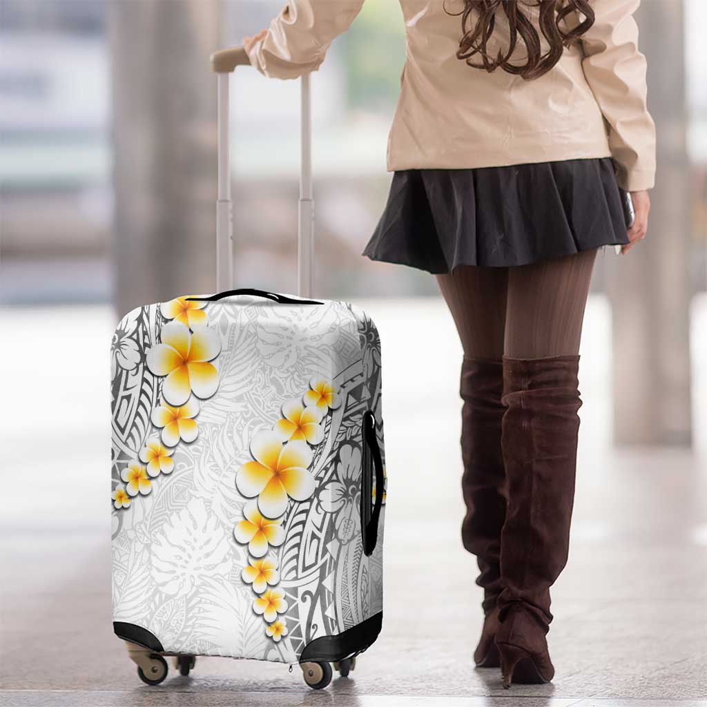 White Tropical Plumeria With Galaxy Polynesian Art Luggage Cover LT14 - Polynesian Pride