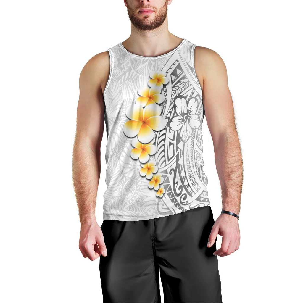 White Tropical Plumeria With Galaxy Polynesian Art Men Tank Top LT14 - Polynesian Pride