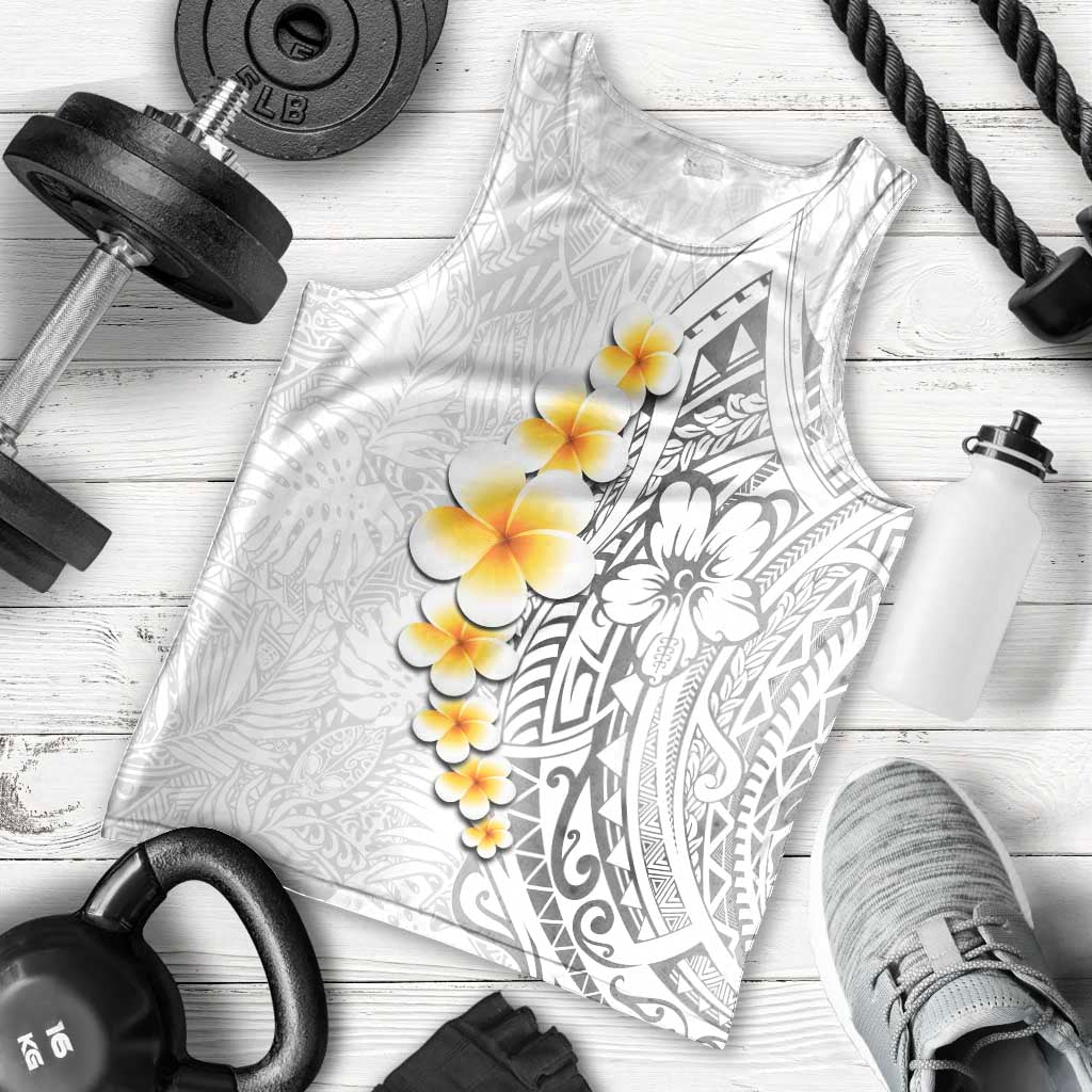 White Tropical Plumeria With Galaxy Polynesian Art Men Tank Top LT14 - Polynesian Pride