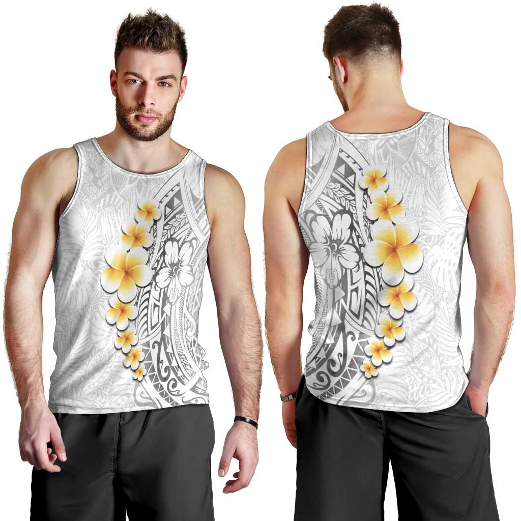White Tropical Plumeria With Galaxy Polynesian Art Men Tank Top LT14 - Polynesian Pride