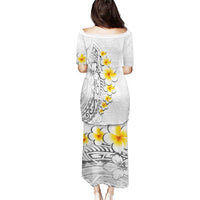 White Tropical Plumeria With Galaxy Polynesian Art Puletasi LT14 - Polynesian Pride