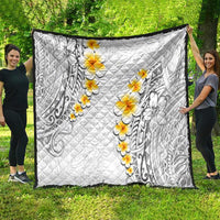 White Tropical Plumeria With Galaxy Polynesian Art Quilt LT14 - Polynesian Pride
