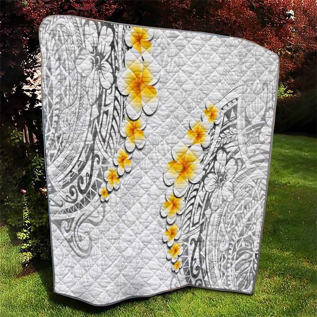 White Tropical Plumeria With Galaxy Polynesian Art Quilt LT14 - Polynesian Pride