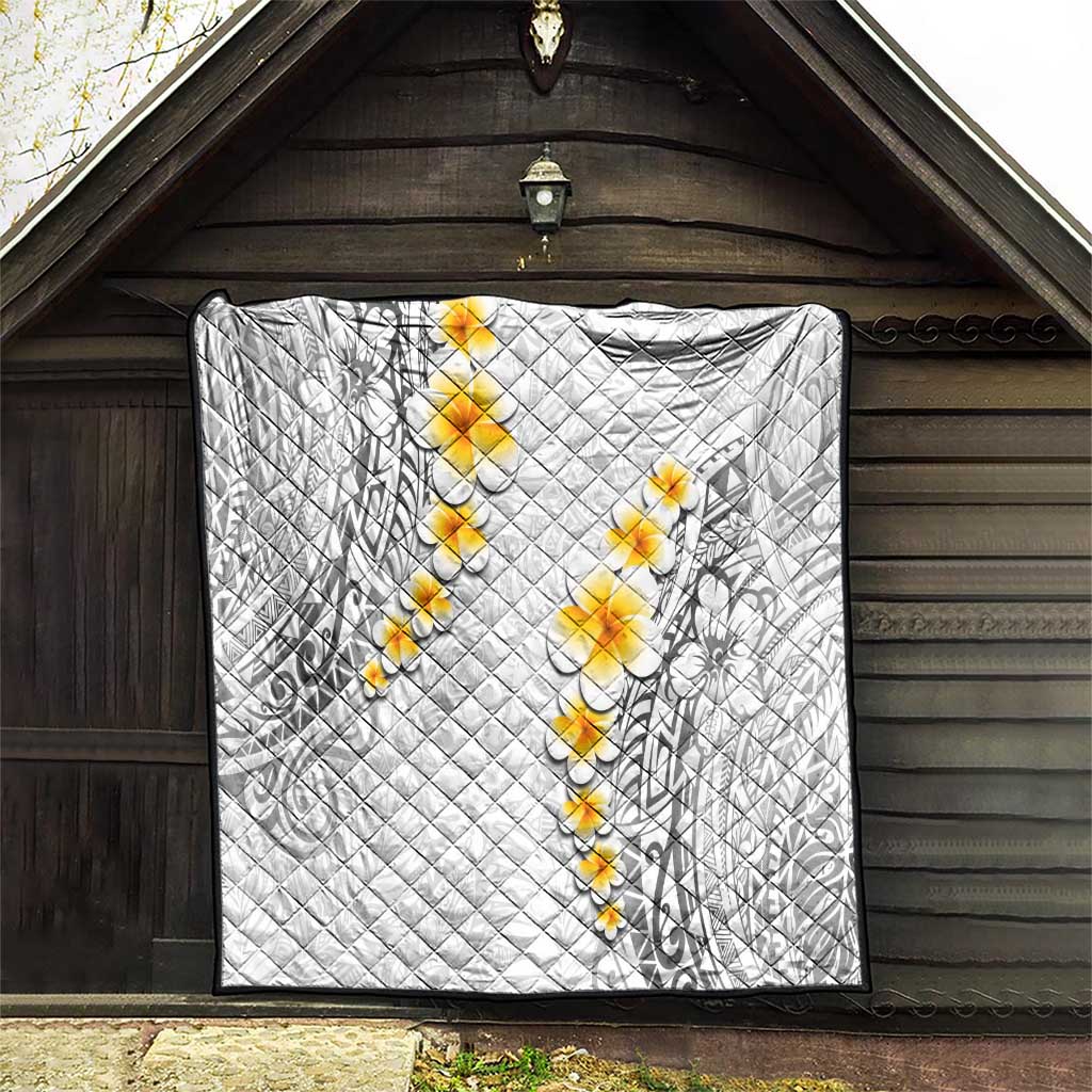 White Tropical Plumeria With Galaxy Polynesian Art Quilt LT14 - Polynesian Pride