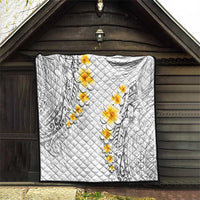 White Tropical Plumeria With Galaxy Polynesian Art Quilt LT14 - Polynesian Pride