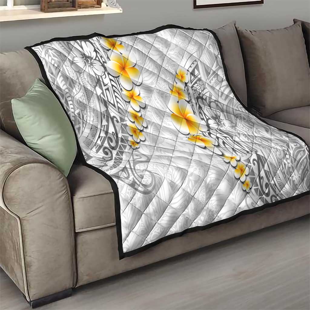 White Tropical Plumeria With Galaxy Polynesian Art Quilt LT14 - Polynesian Pride
