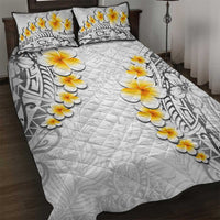 White Tropical Plumeria With Galaxy Polynesian Art Quilt Bed Set LT14 White - Polynesian Pride