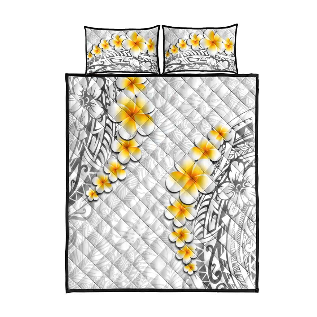 White Tropical Plumeria With Galaxy Polynesian Art Quilt Bed Set LT14 - Polynesian Pride
