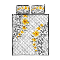 White Tropical Plumeria With Galaxy Polynesian Art Quilt Bed Set LT14 - Polynesian Pride