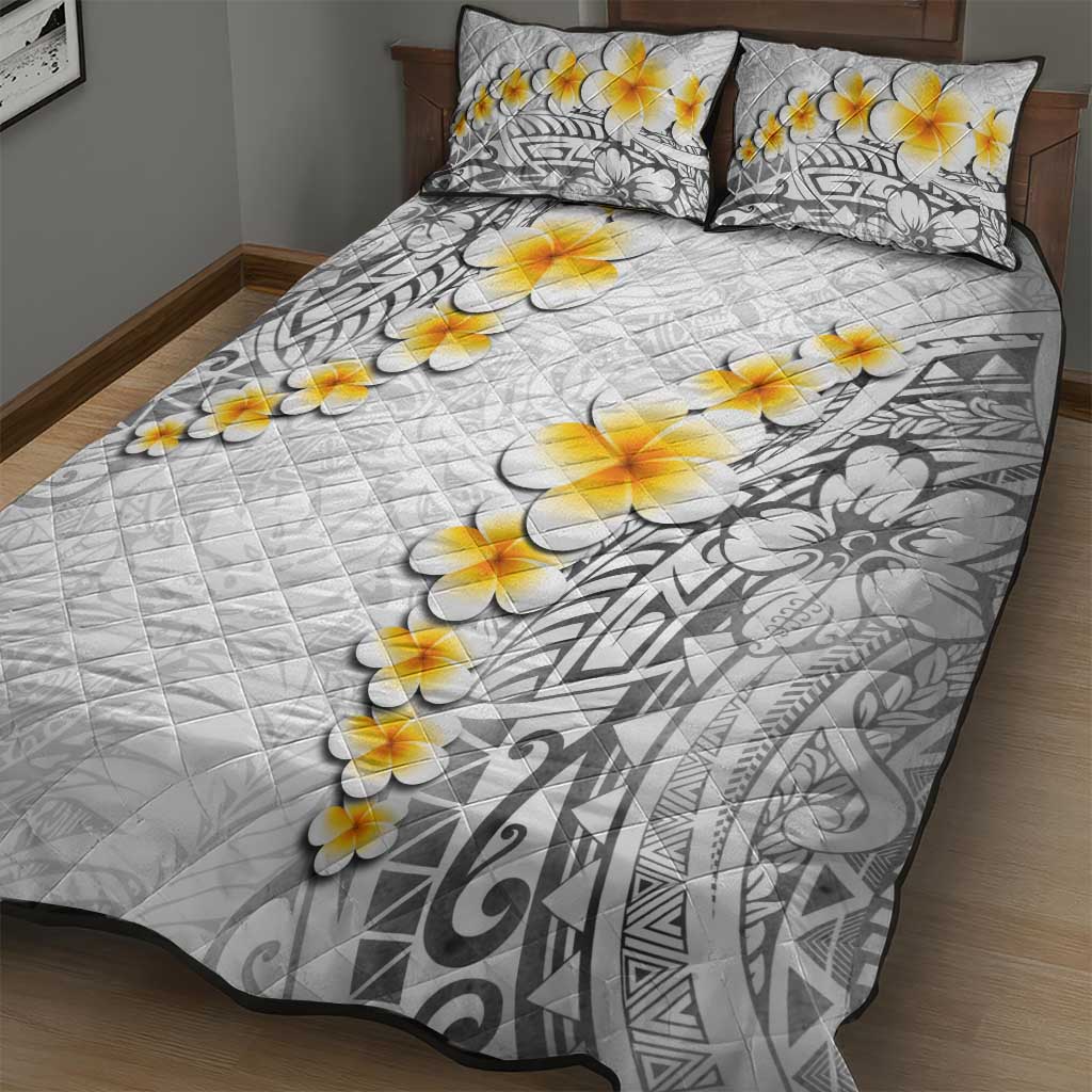 White Tropical Plumeria With Galaxy Polynesian Art Quilt Bed Set LT14 - Polynesian Pride
