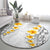 White Tropical Plumeria With Galaxy Polynesian Art Round Carpet