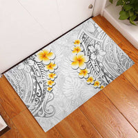 White Tropical Plumeria With Galaxy Polynesian Art Rubber Doormat LT14 - Polynesian Pride
