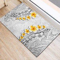 White Tropical Plumeria With Galaxy Polynesian Art Rubber Doormat LT14 - Polynesian Pride