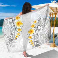 White Tropical Plumeria With Galaxy Polynesian Art Sarong LT14 One Size 44 x 66 inches White - Polynesian Pride