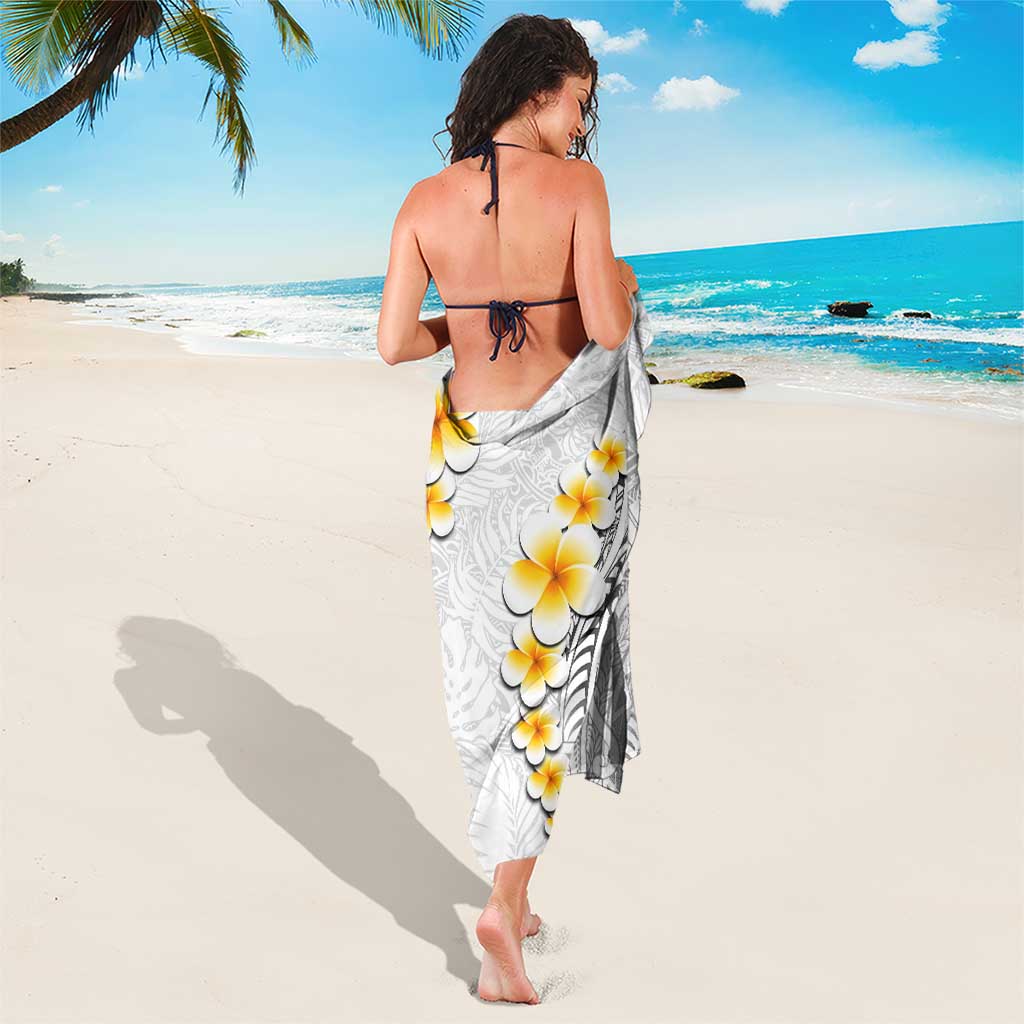 White Tropical Plumeria With Galaxy Polynesian Art Sarong LT14 - Polynesian Pride