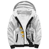 White Tropical Plumeria With Galaxy Polynesian Art Sherpa Hoodie LT14 Unisex White - Polynesian Pride