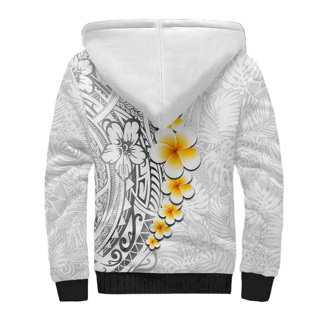 White Tropical Plumeria With Galaxy Polynesian Art Sherpa Hoodie LT14 - Polynesian Pride