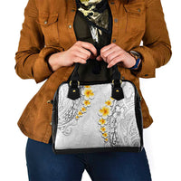 White Tropical Plumeria With Galaxy Polynesian Art Shoulder Handbag LT14 - Polynesian Pride