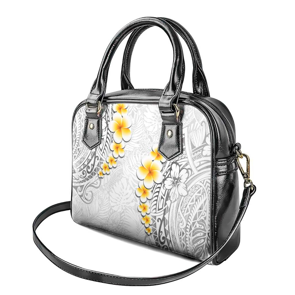 White Tropical Plumeria With Galaxy Polynesian Art Shoulder Handbag LT14 - Polynesian Pride