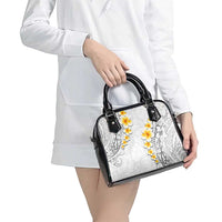 White Tropical Plumeria With Galaxy Polynesian Art Shoulder Handbag LT14 - Polynesian Pride
