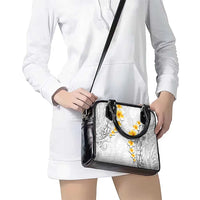 White Tropical Plumeria With Galaxy Polynesian Art Shoulder Handbag LT14 - Polynesian Pride