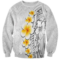 White Tropical Plumeria With Galaxy Polynesian Art Sweatshirt LT14 Unisex White - Polynesian Pride