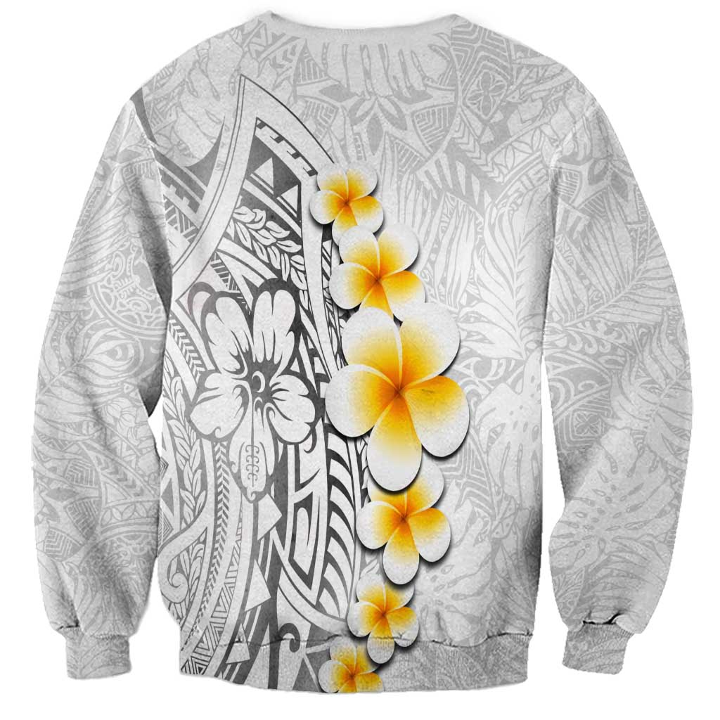 White Tropical Plumeria With Galaxy Polynesian Art Sweatshirt LT14 - Polynesian Pride
