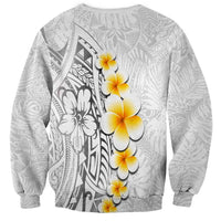 White Tropical Plumeria With Galaxy Polynesian Art Sweatshirt LT14 - Polynesian Pride