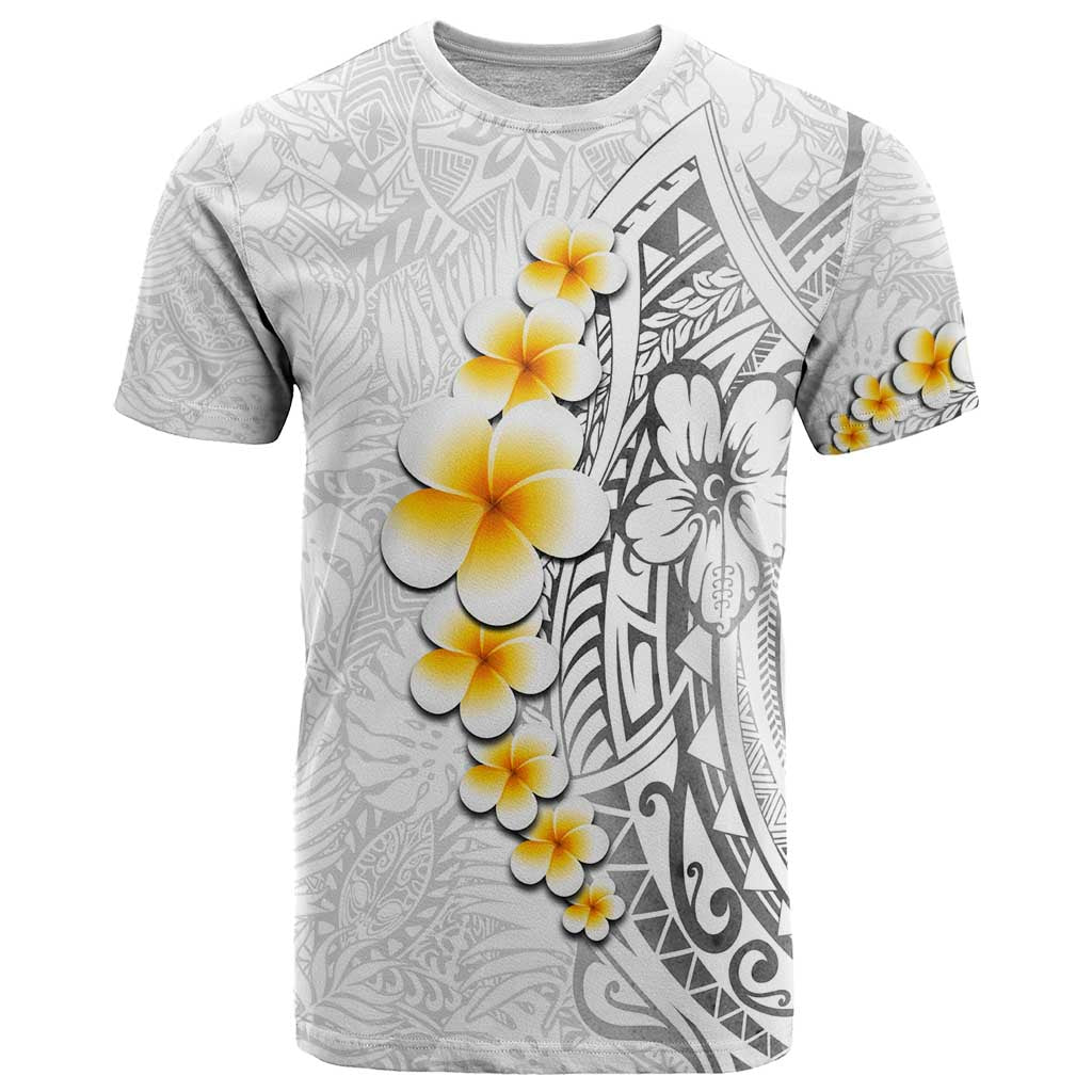 White Tropical Plumeria With Galaxy Polynesian Art T Shirt LT14 White - Polynesian Pride