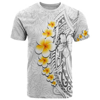White Tropical Plumeria With Galaxy Polynesian Art T Shirt LT14 White - Polynesian Pride