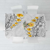 White Tropical Plumeria With Galaxy Polynesian Art Tablecloth LT14 White - Polynesian Pride